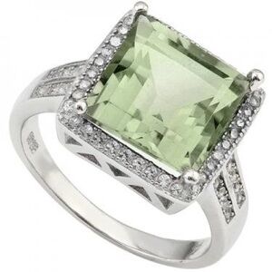 14K White Gold Diamonds Sapphire and Amethyst Designer Ring